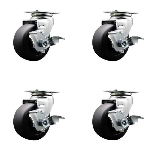 Service Caster Tool Box Caster Wheel Set 4'' Polyolefin Swivel Casters, 4PK TOOL-SCC-20S420-POB-TLB-4 - main